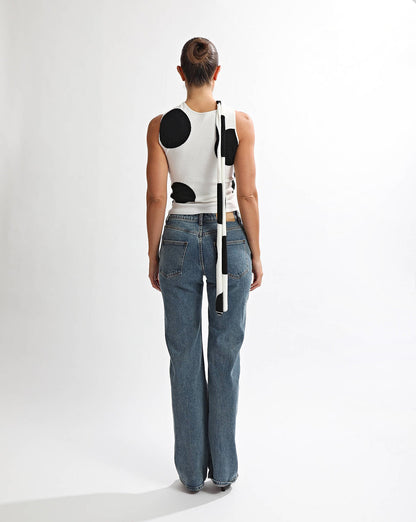 Charlotte Scarf Top Black/White Spot