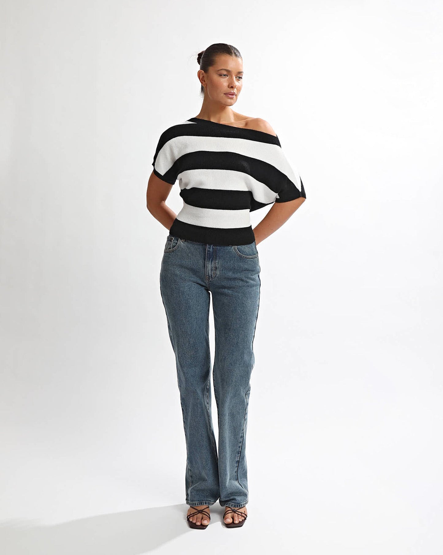 Charlotte Top Black/White Stripe
