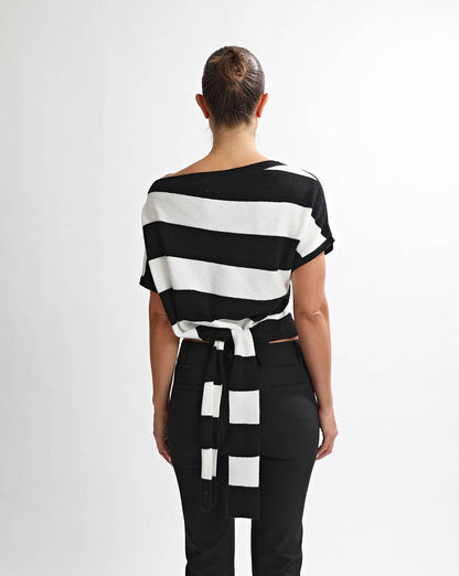 Charlotte Top Black/White Stripe