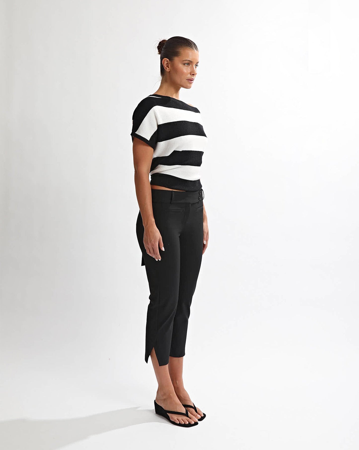 Charlotte Top Black/White Stripe