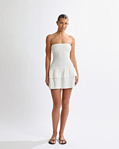 Evie Strapless Dress Off White