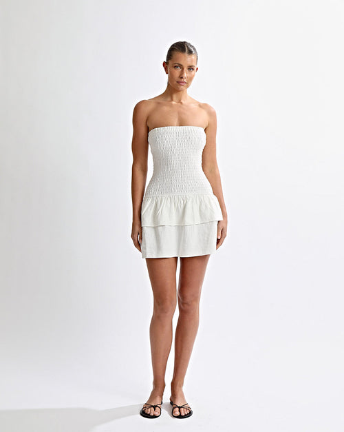 Evie Strapless Dress Off White
