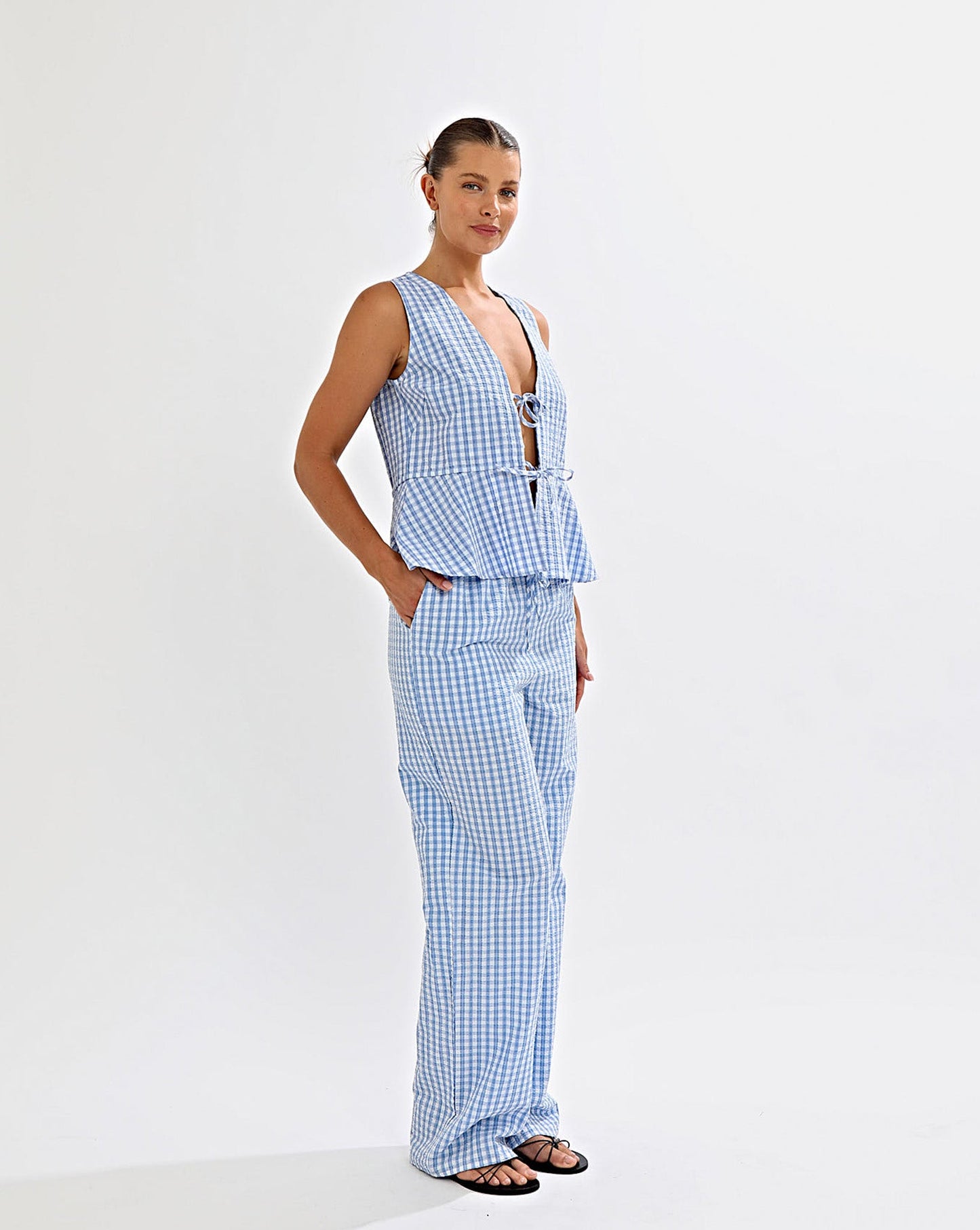 Lila Top Blue Gingham
