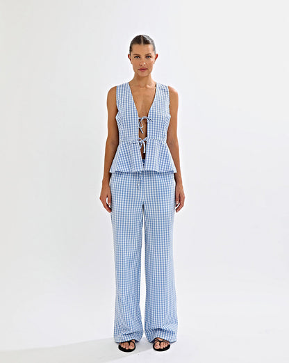 Lila Top Blue Gingham