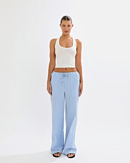 Lila Pants Blue Gingham Cropped