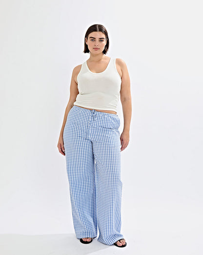 Lila Pants Blue Gingham Cropped