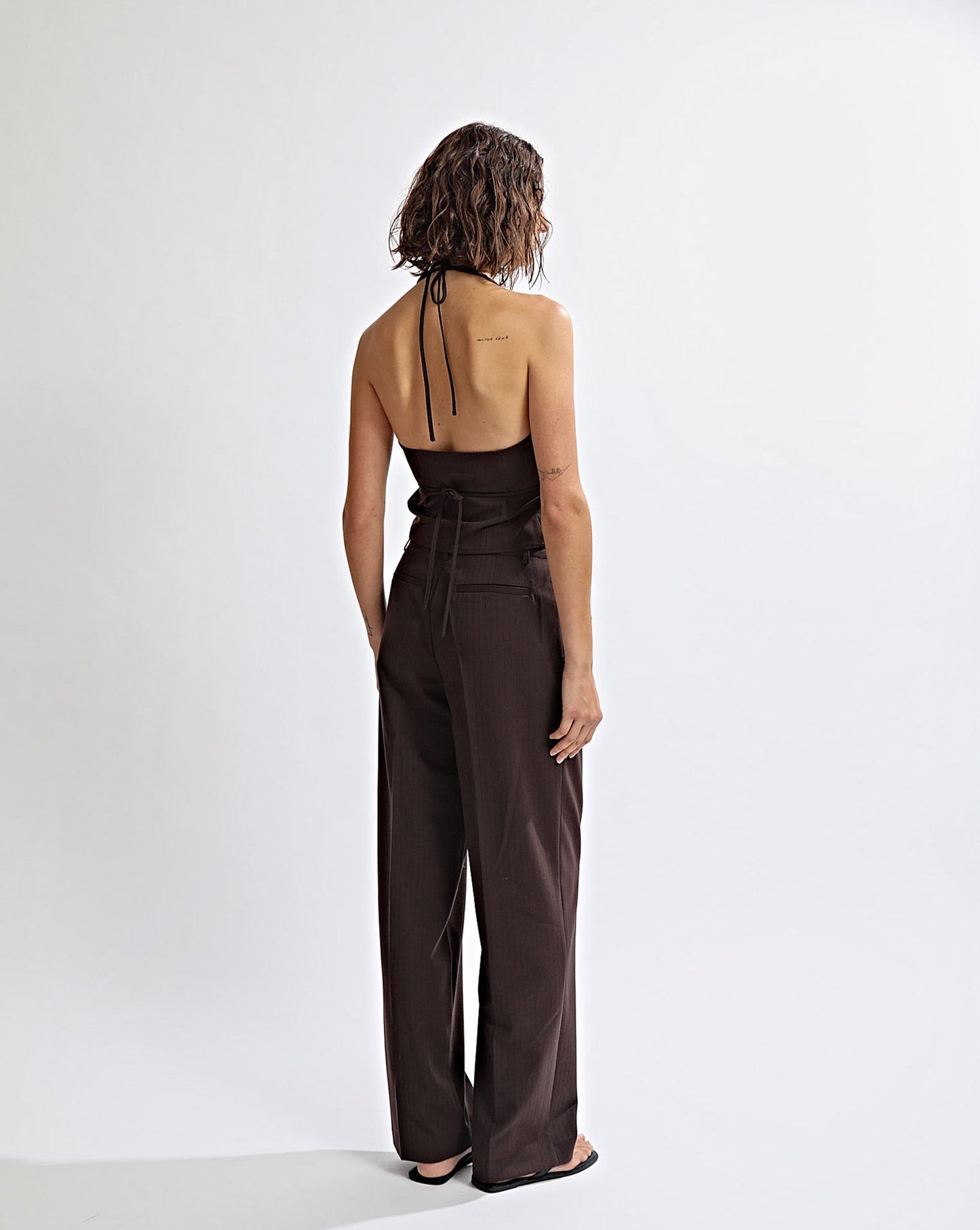 Emmy Trousers Brown Stripe Cropped