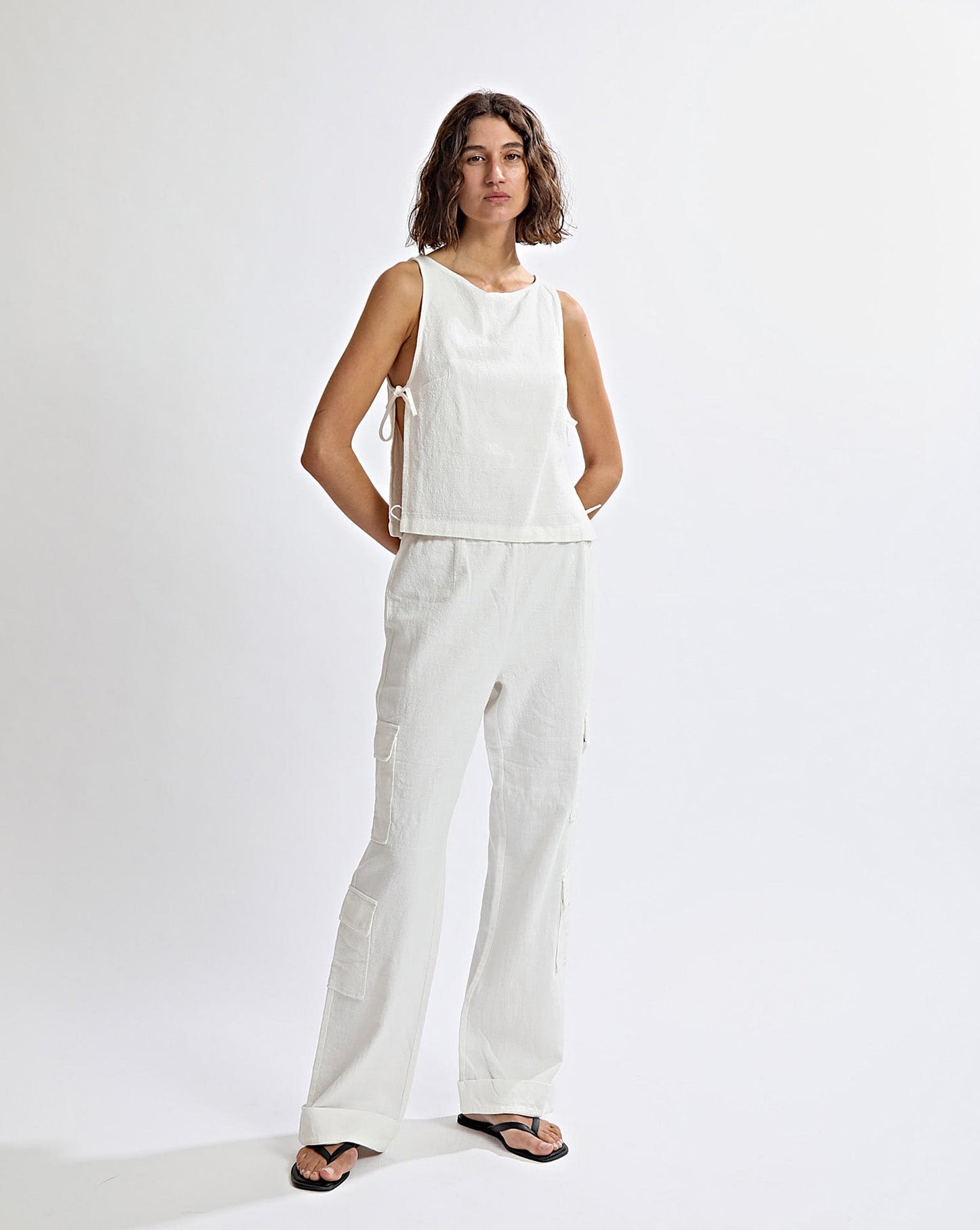 Evie Trousers Off White Cropped