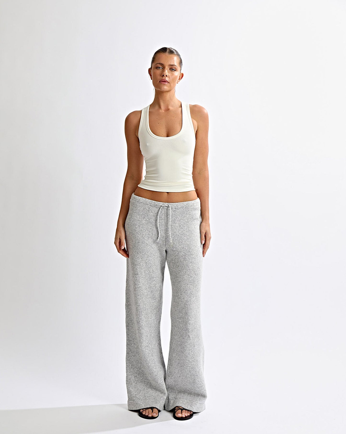Leo Knit Pants Grey Marl Cropped