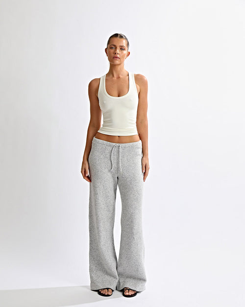 Leo Knit Pants Grey Marl Cropped