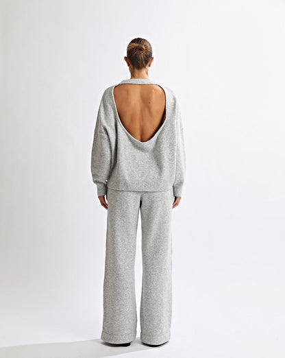 Leo Knit Backless Jumper Grey Marl