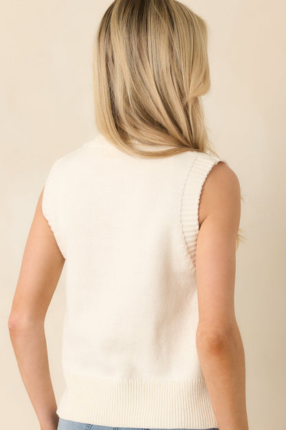 Right Here Beside Me Ivory Knit Sweater Vest