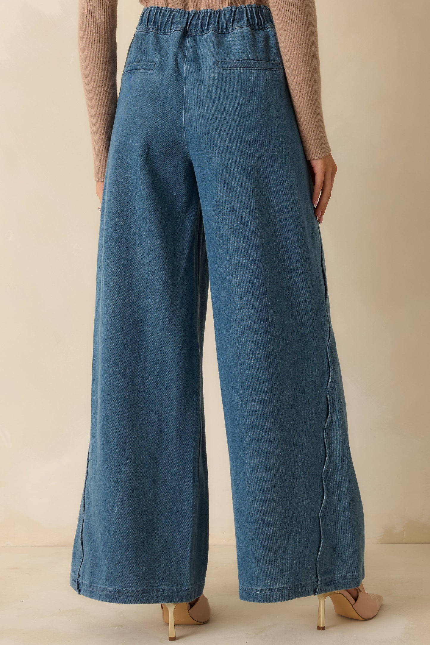 Curve Appeal Medium Wash Scalloped Edge Wide Leg Jeans