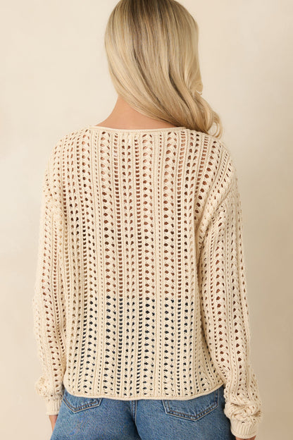 Z Supply Beige Upland Crochet Sweater Top