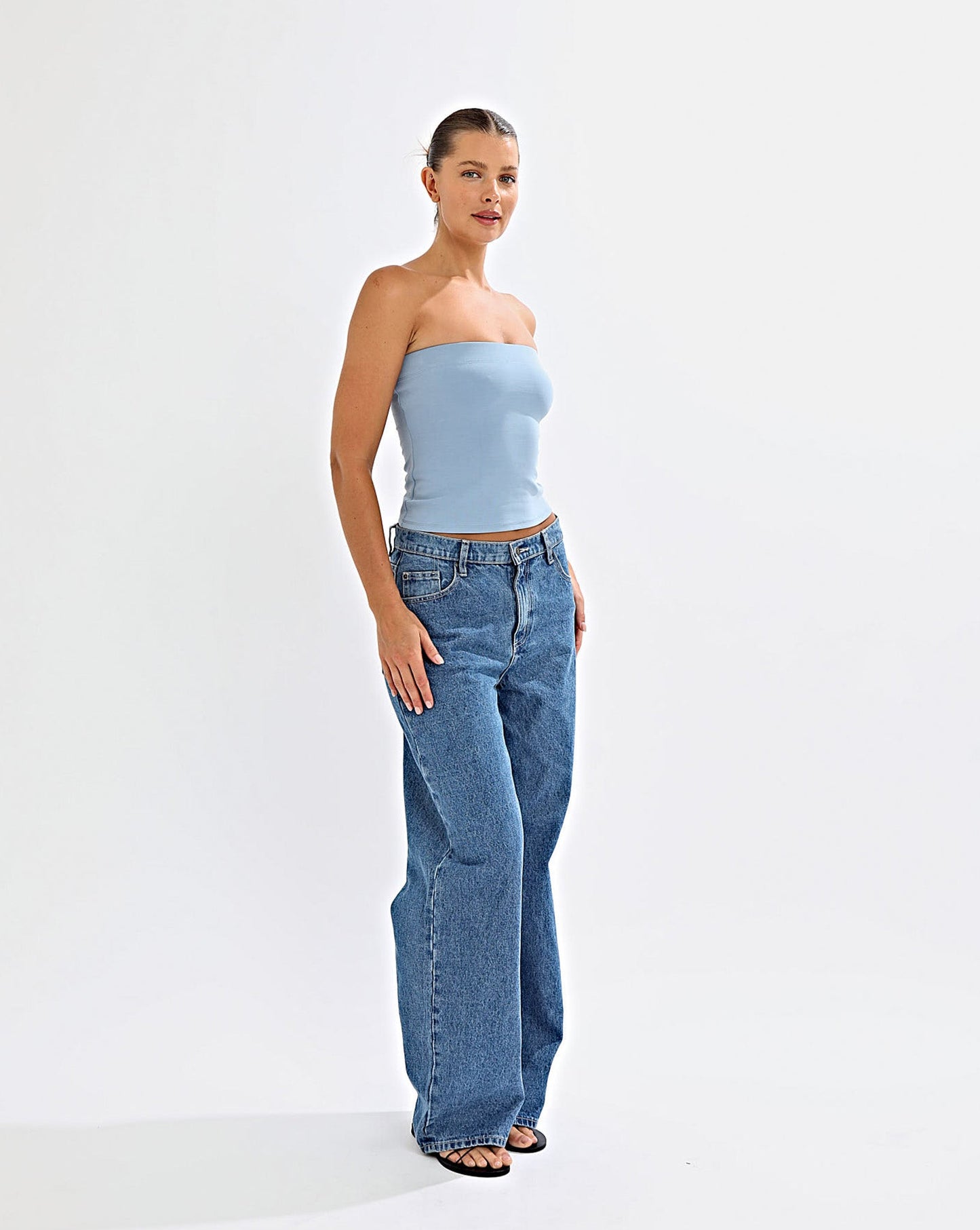 Bella Strapless Top Blue
