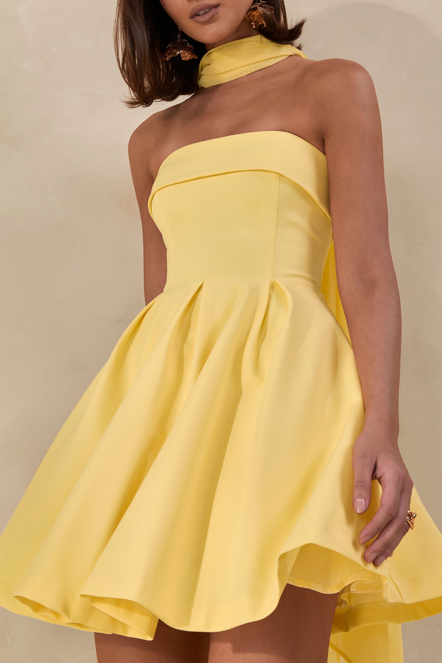 Bruna | Lemon Bandeau Skater Mini Dress