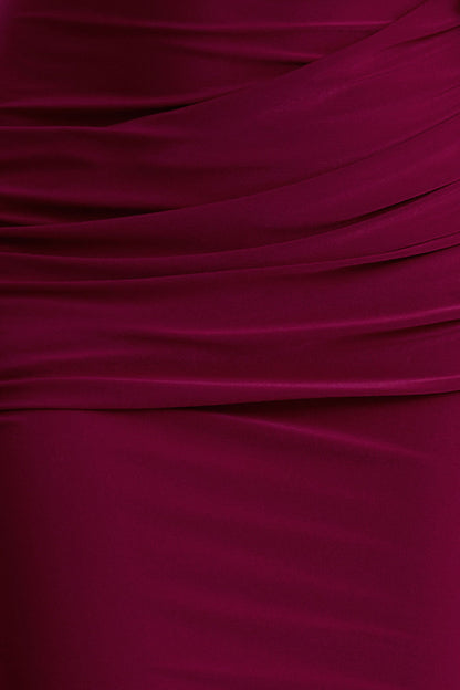 Maeve | Burgundy Cape-Sleeve Draped Maxi Dress