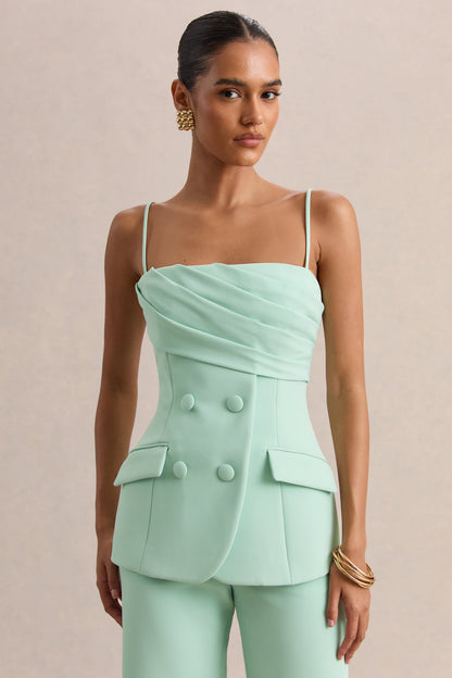Lunivra | Sage Square-Neck Tailored Top