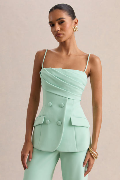 Lunivra | Sage Square-Neck Tailored Top