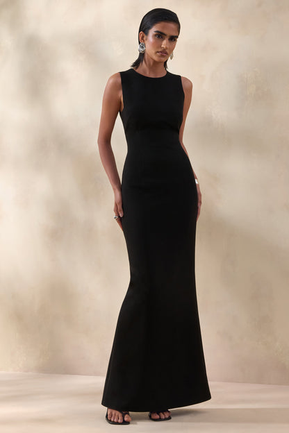 Astrelle | Black Crew-Neck Maxi Dress