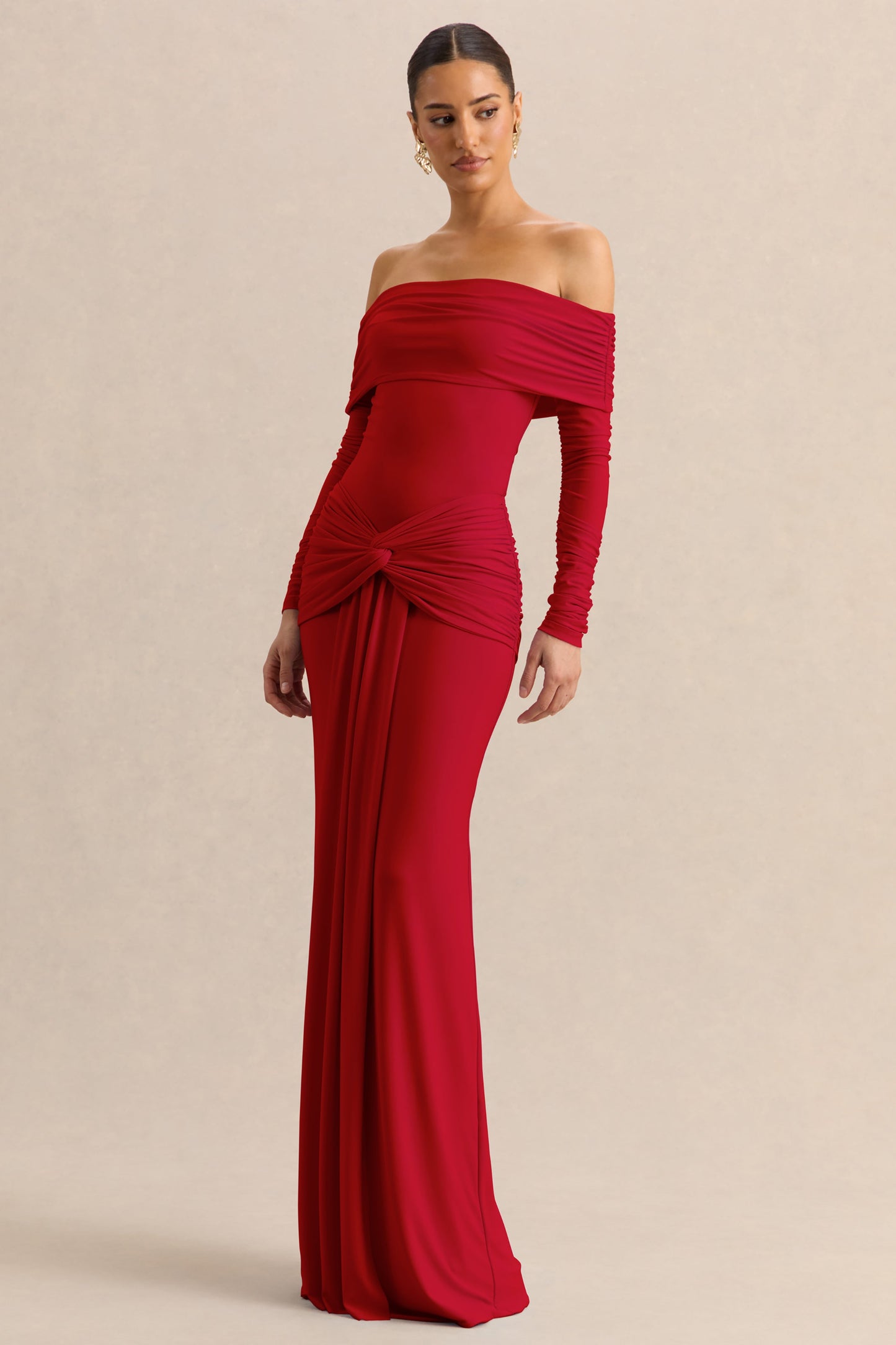 Flynne | Red Wrapped Maxi Skirt With Sash