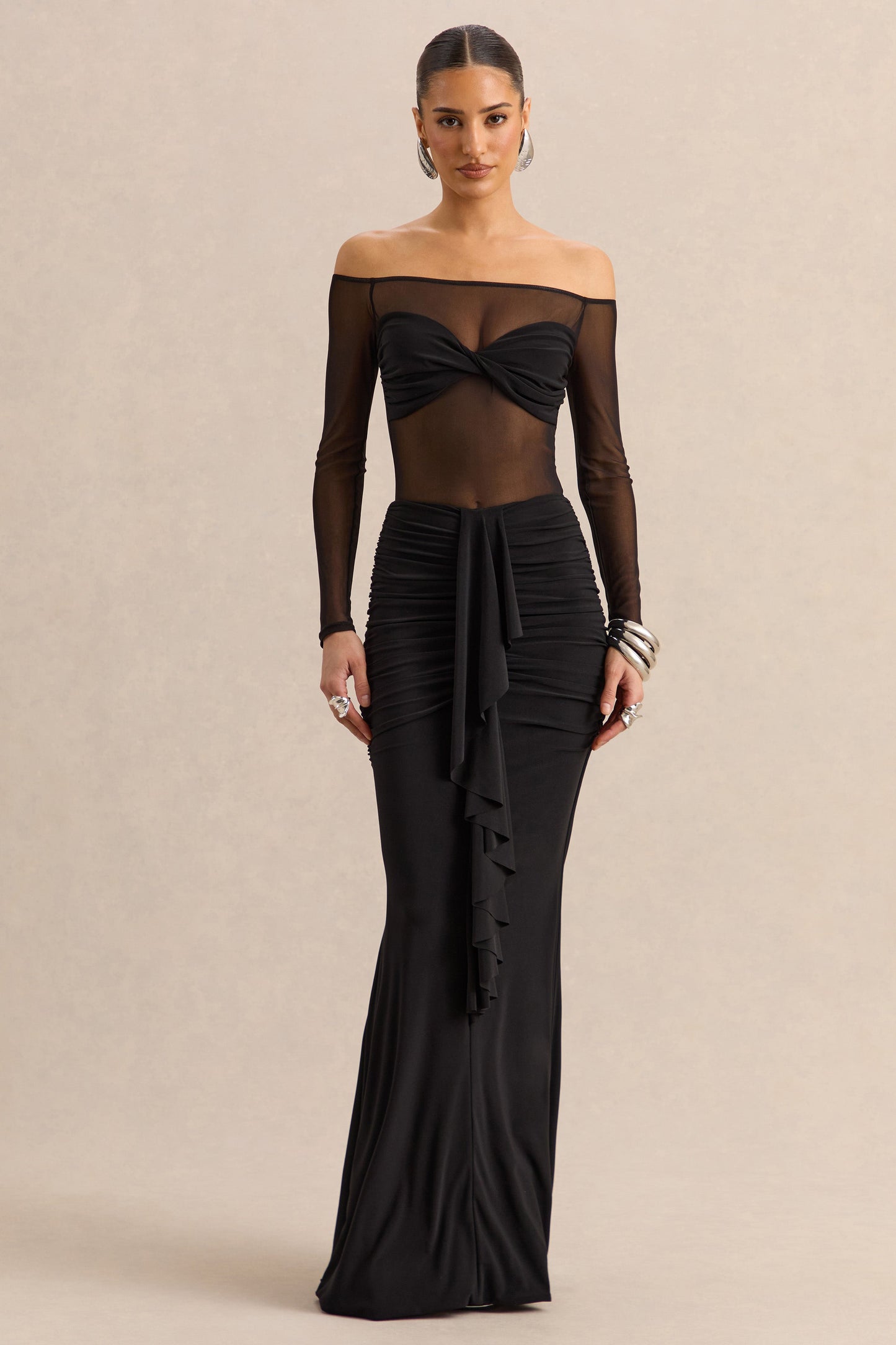 Iskra | Black Extreme Ruffled Maxi Skirt