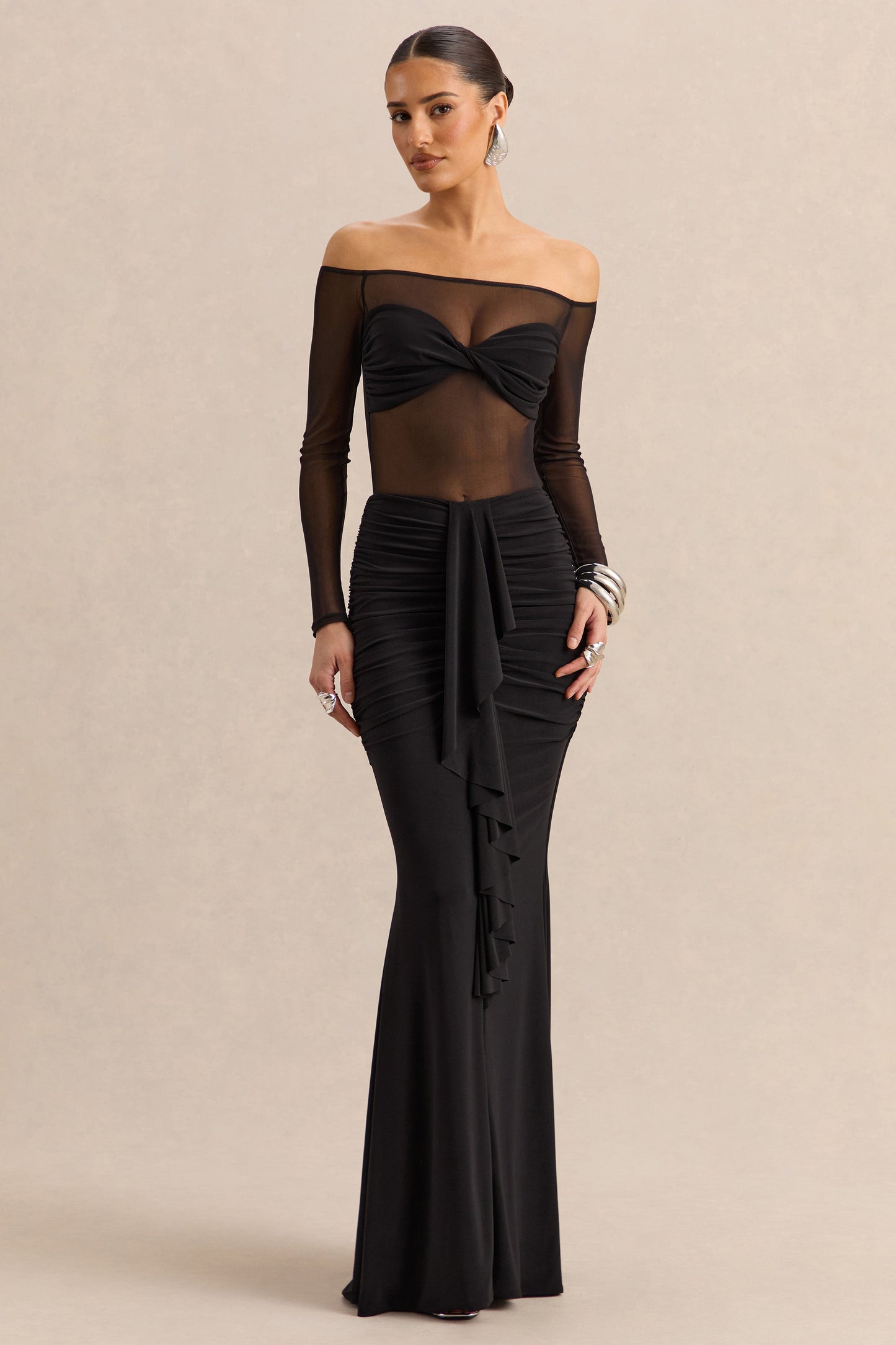 Iskra | Black Extreme Ruffled Maxi Skirt