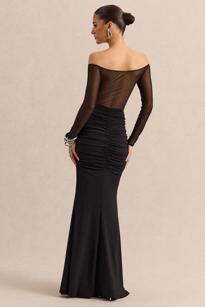 Iskra | Black Extreme Ruffled Maxi Skirt