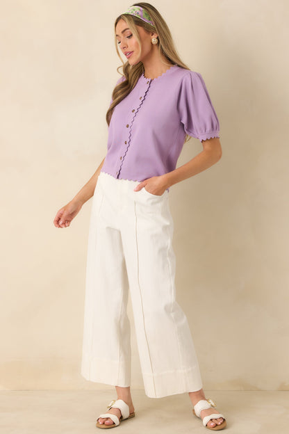 Bright Forecast White Cotton Wide Leg Pants