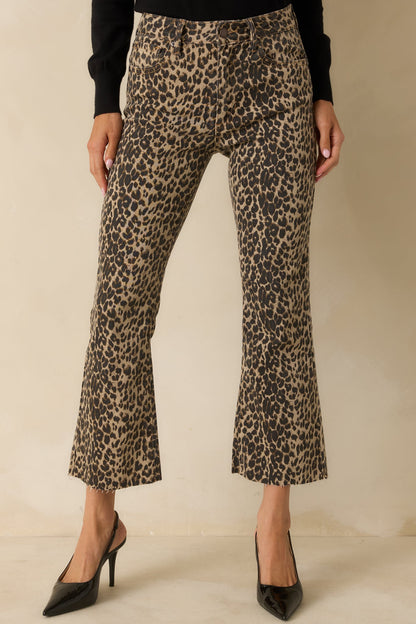Terrific Timing Leopard Print Cropped Flare Jeans