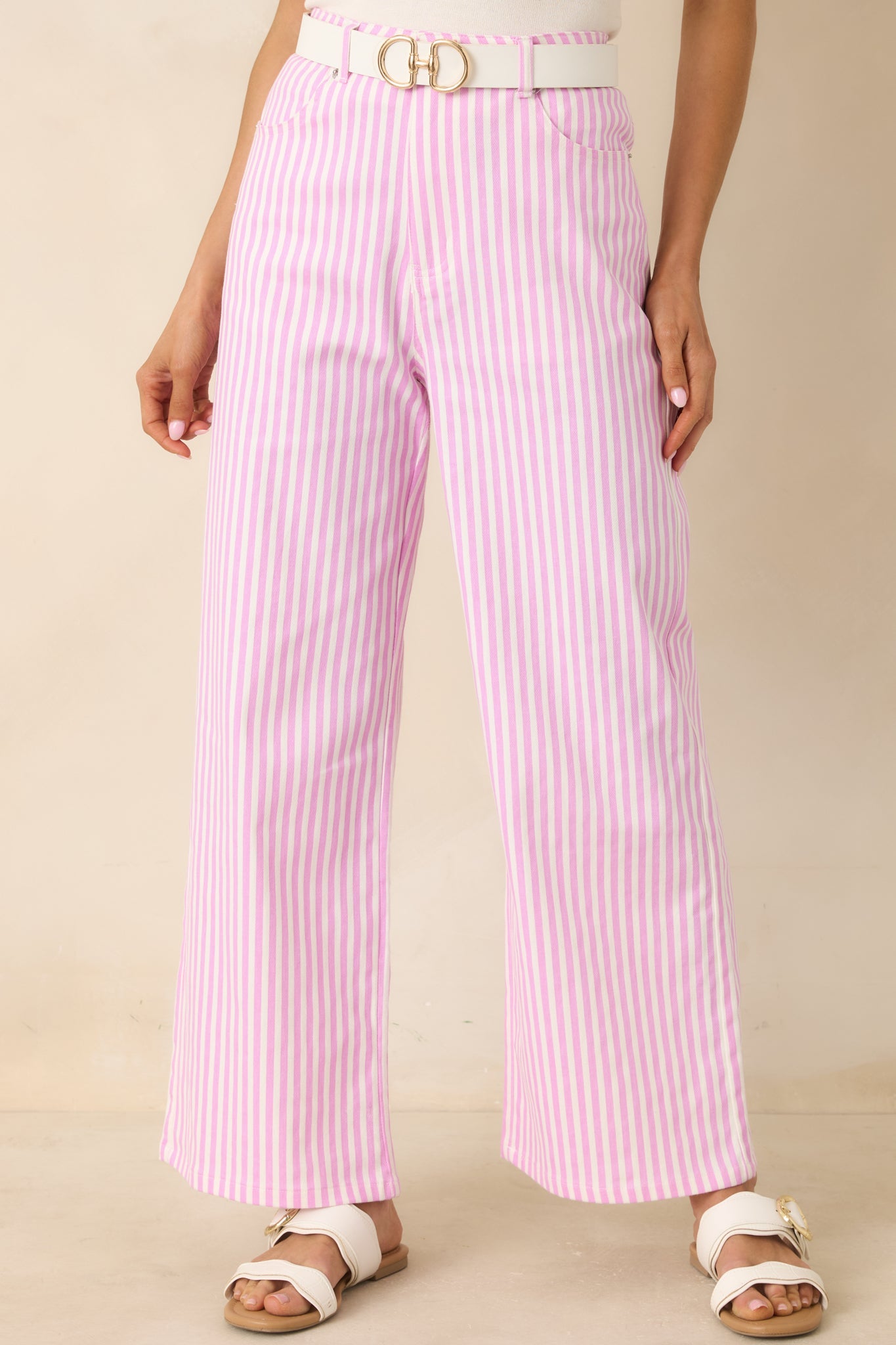 Let’s Get Noticed Pink Stripe Cotton Pants