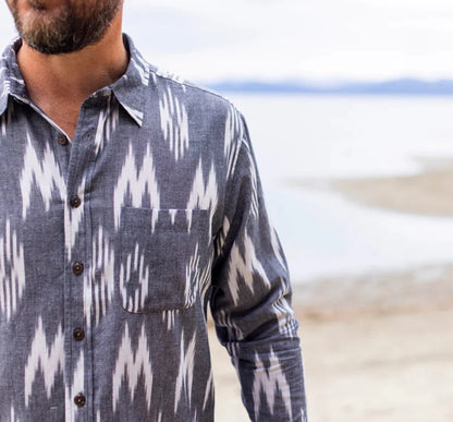 One World Brothers Glacier Mountain Ikat Shirt