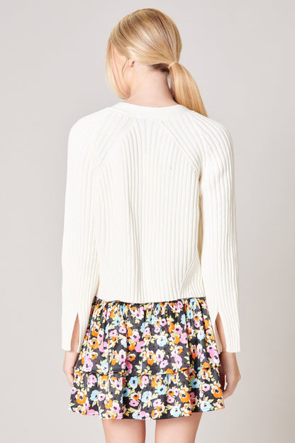 Berlin Button Front Ribbed Cardigan Sweater