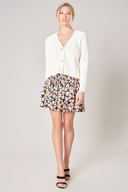 Berlin Button Front Ribbed Cardigan Sweater