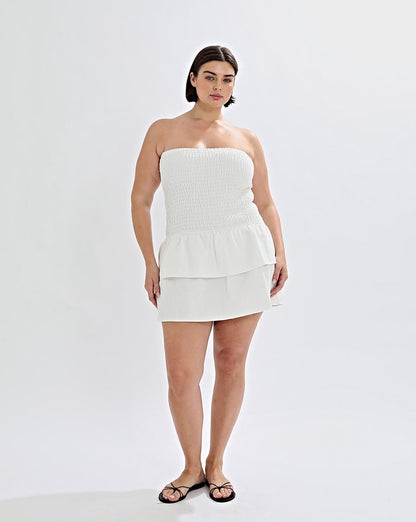Evie Strapless Dress Off White