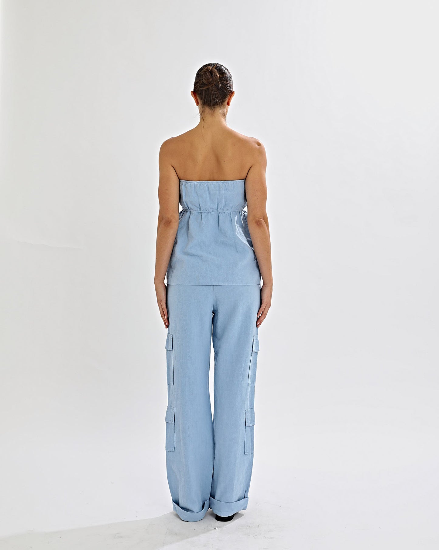 Evie Strapless Top Blue