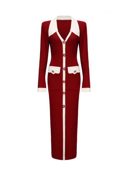 Felicity Long Knit Cardigan (Red) (Final Sale)