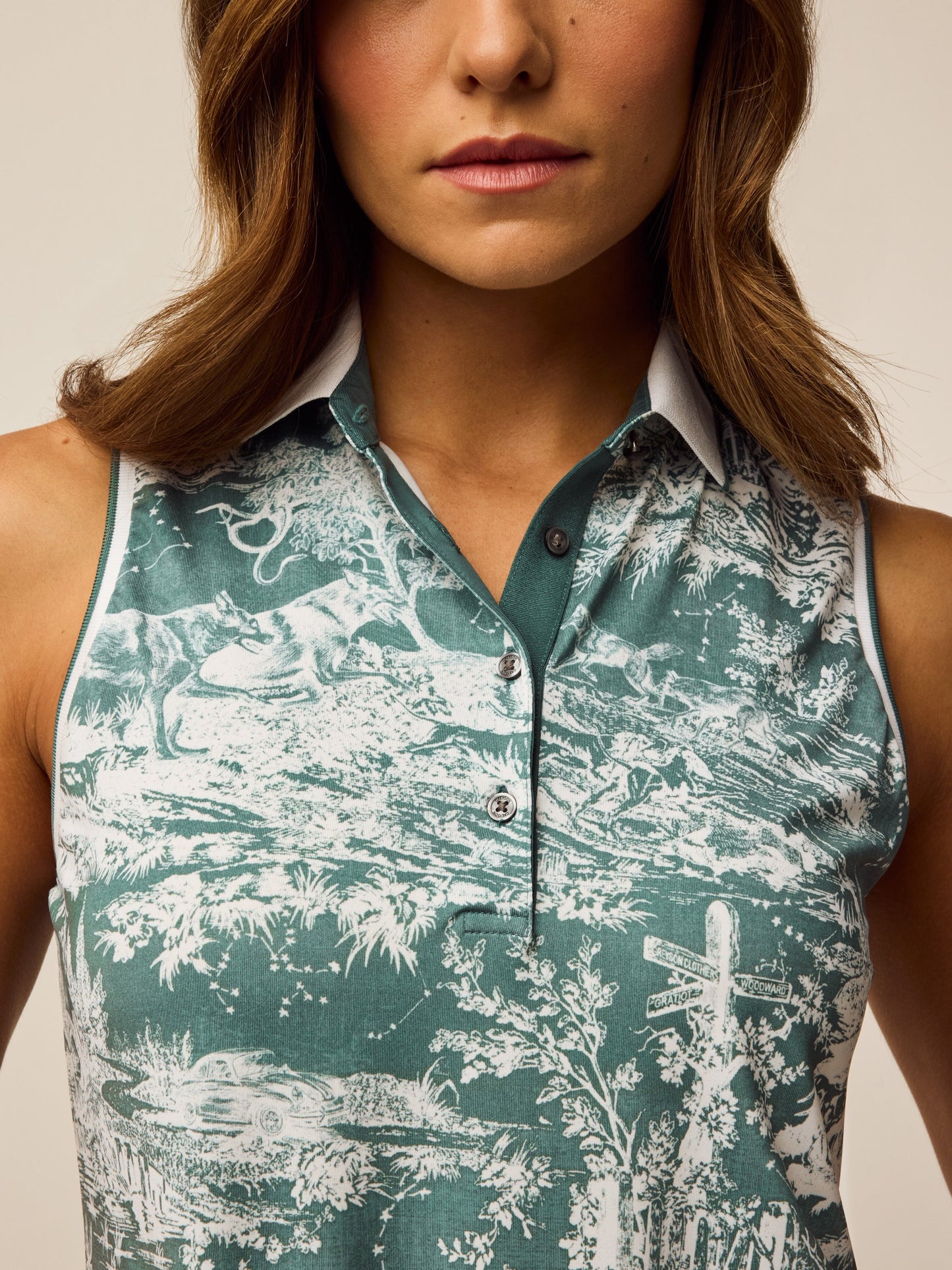 Scarlett Huntress Toile Sleeveless Polo