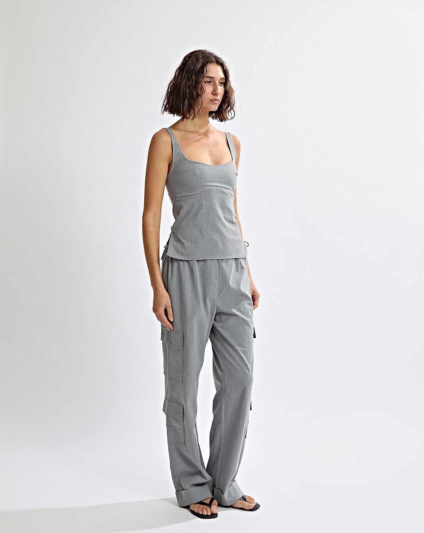 Celine Trousers Grey Stripe