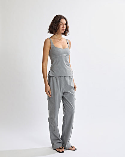 Celine Trousers Grey Stripe