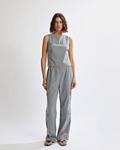Celine Trousers Grey Stripe