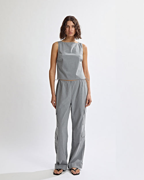 Celine Trousers Grey Stripe
