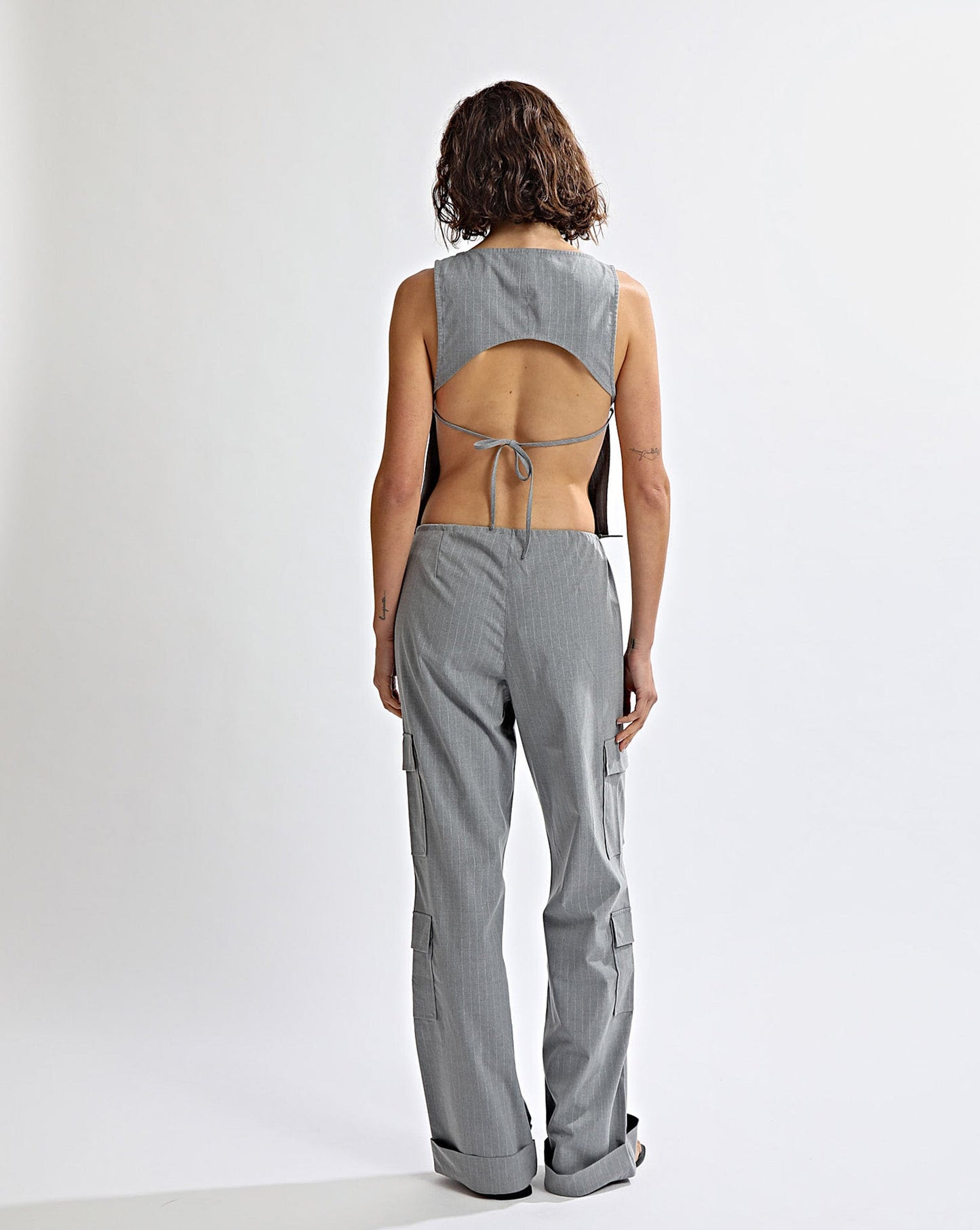 Celine Trousers Grey Stripe Cropped