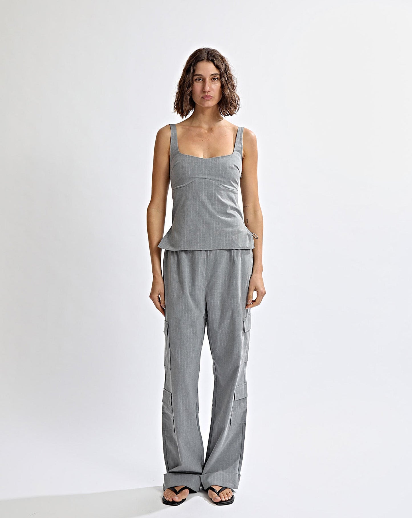 Celine Trousers Grey Stripe