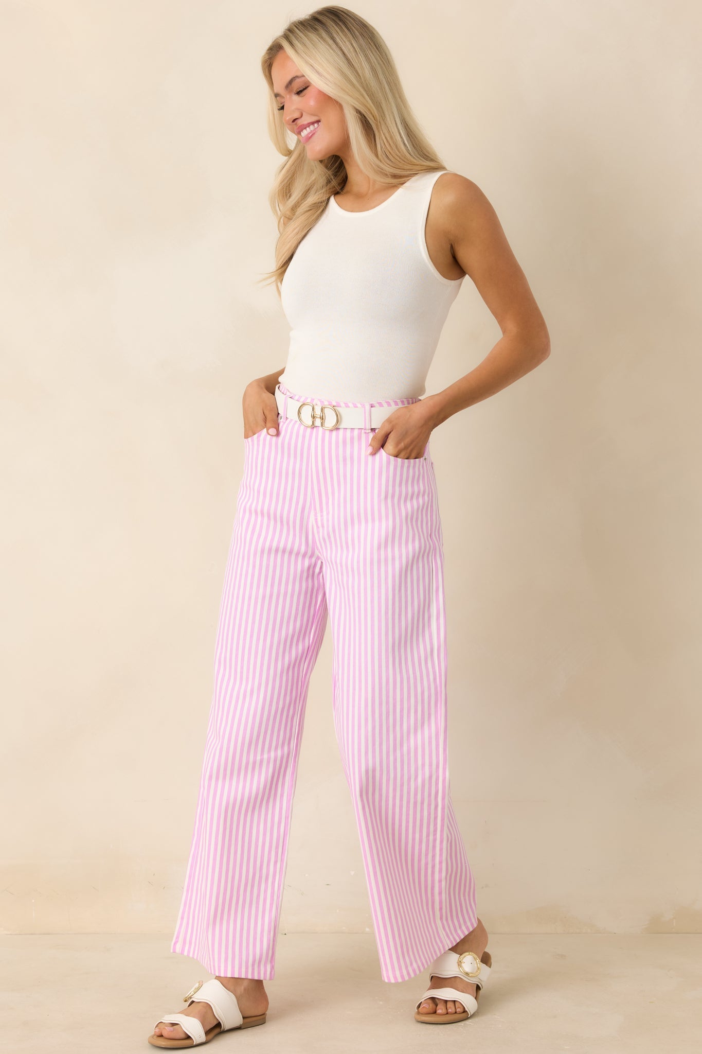 Let’s Get Noticed Pink Stripe Cotton Pants