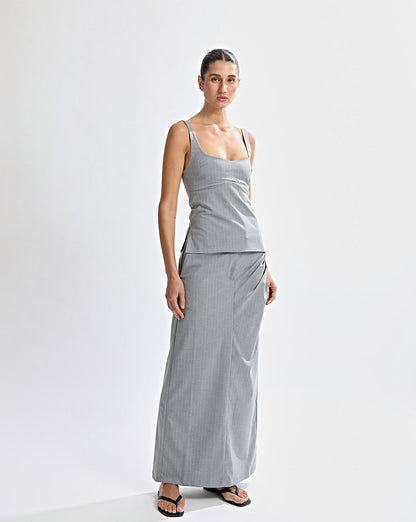 Luca Maxi Skirt Grey Stripe