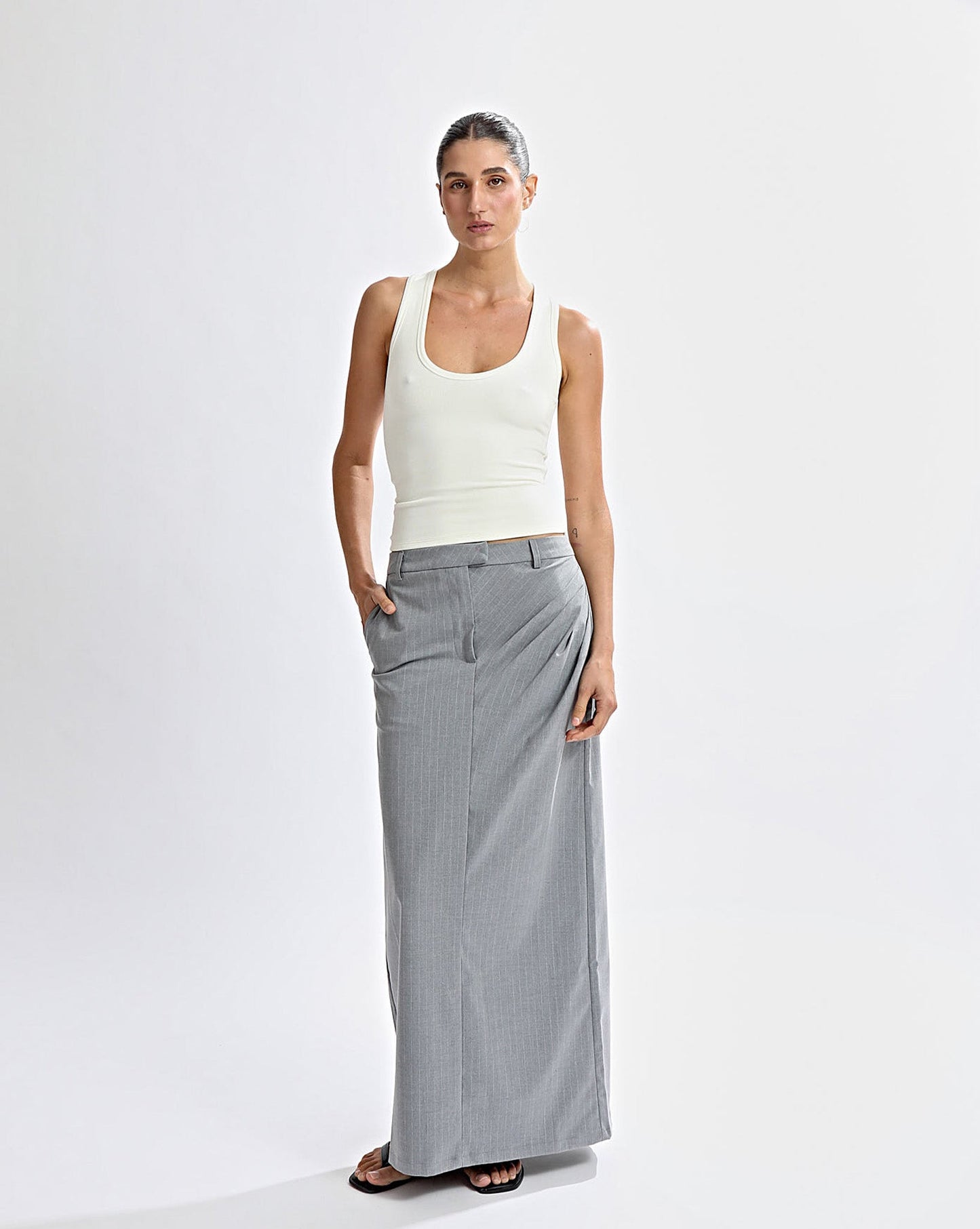 Luca Maxi Skirt Grey Stripe