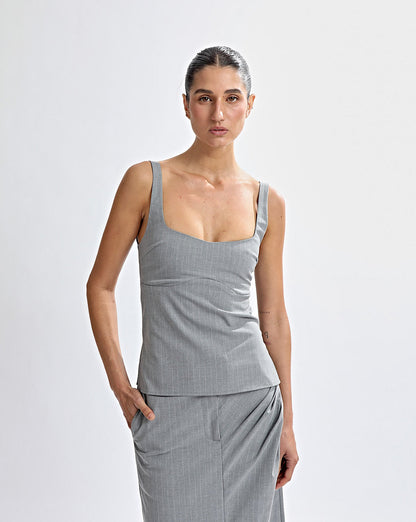 Luca Top Grey Stripe
