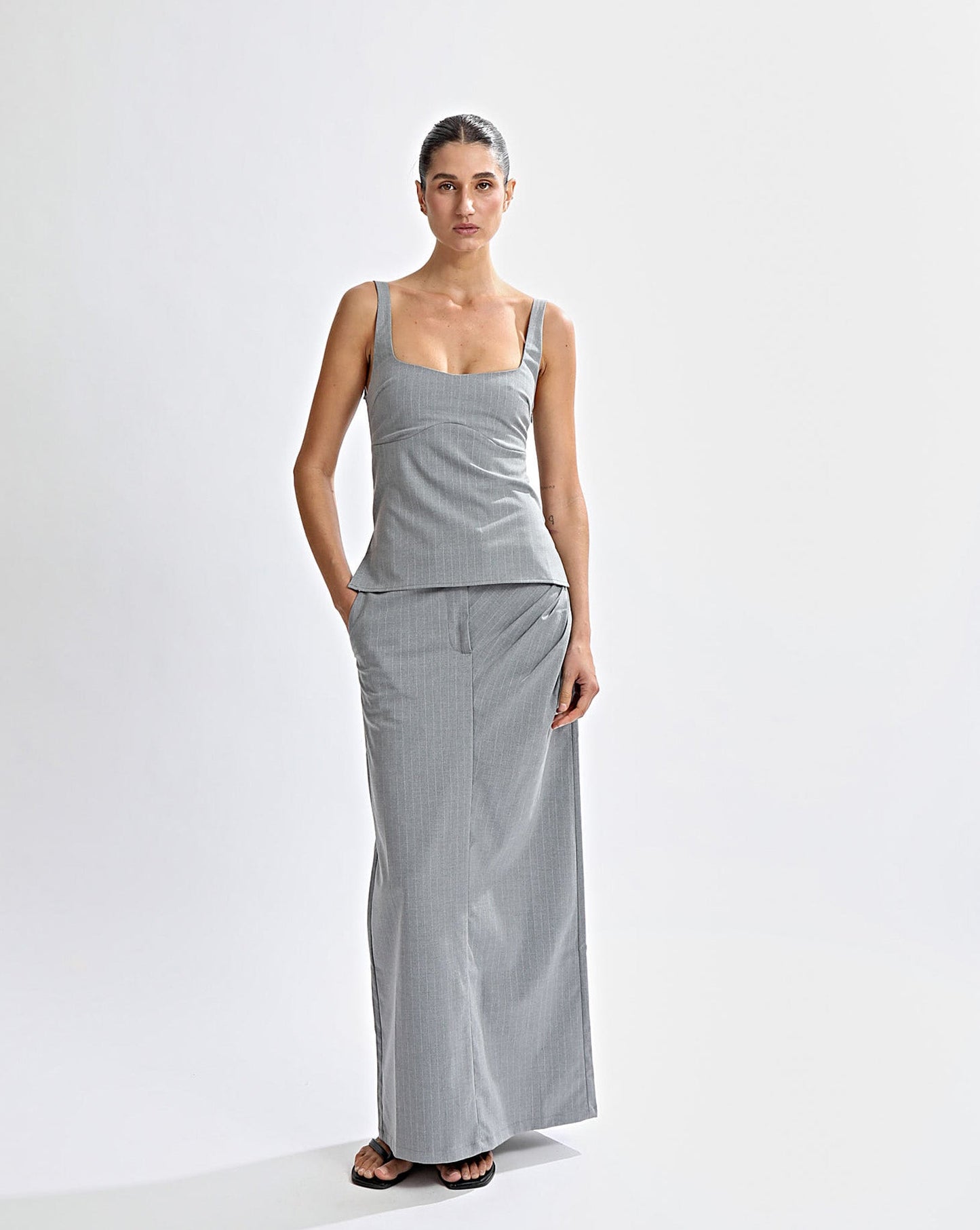 Luca Top Grey Stripe