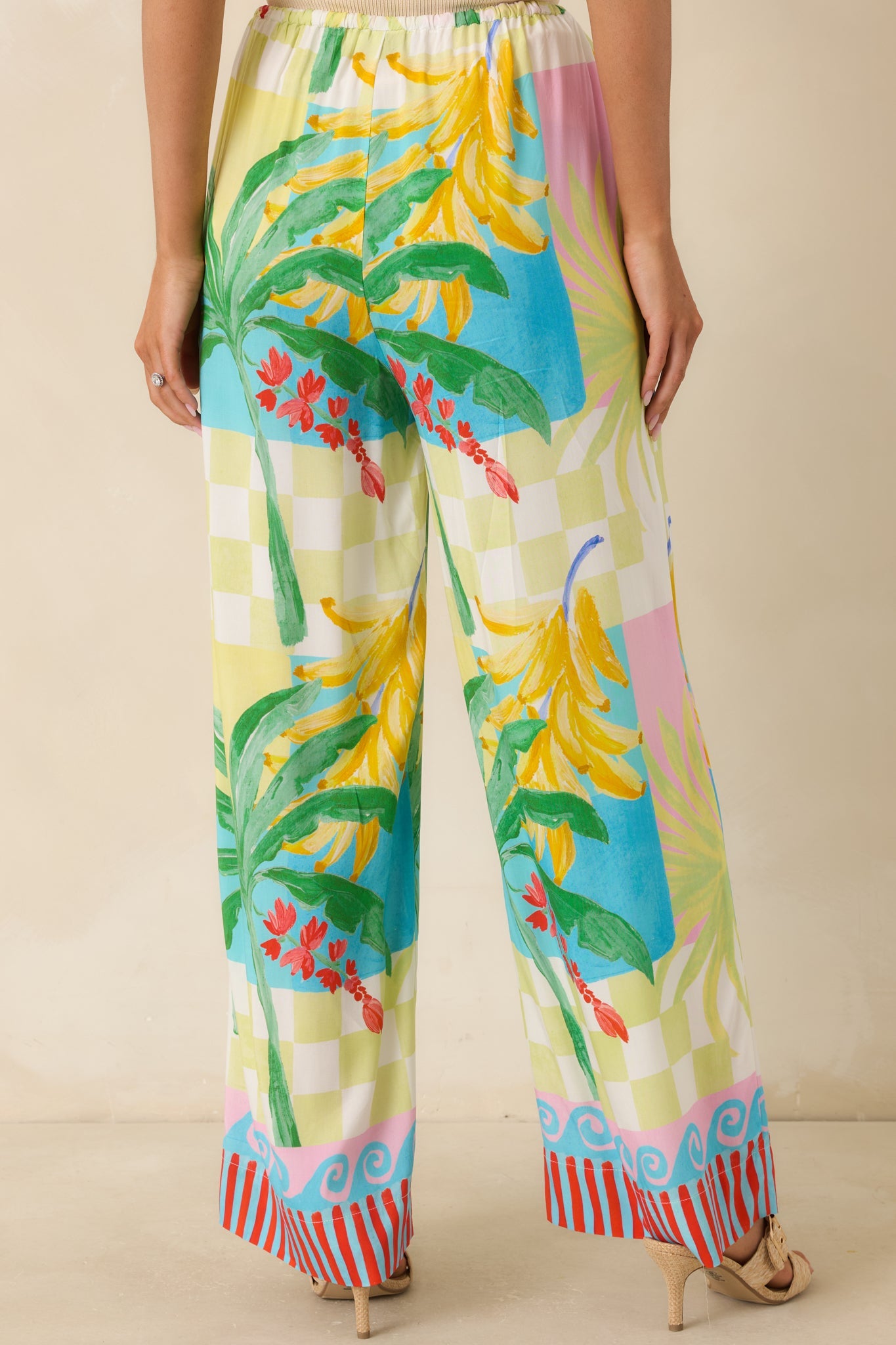 MINKPINK Palmira Multi Vacation Palms Print Drawstring Pants